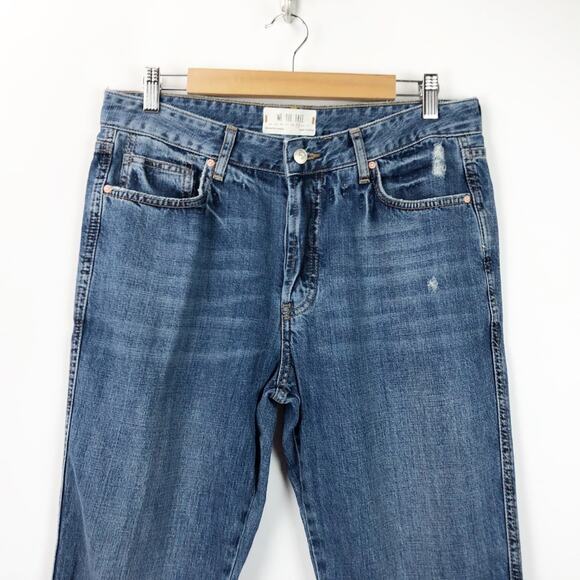 Free People 29 Womens Distressed Button-fly Released Hem Straight Denim Jeans - Picture 2 of 8
